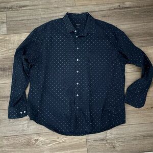Bugatchi men’s 3XL long sleeve button down navy with light blue